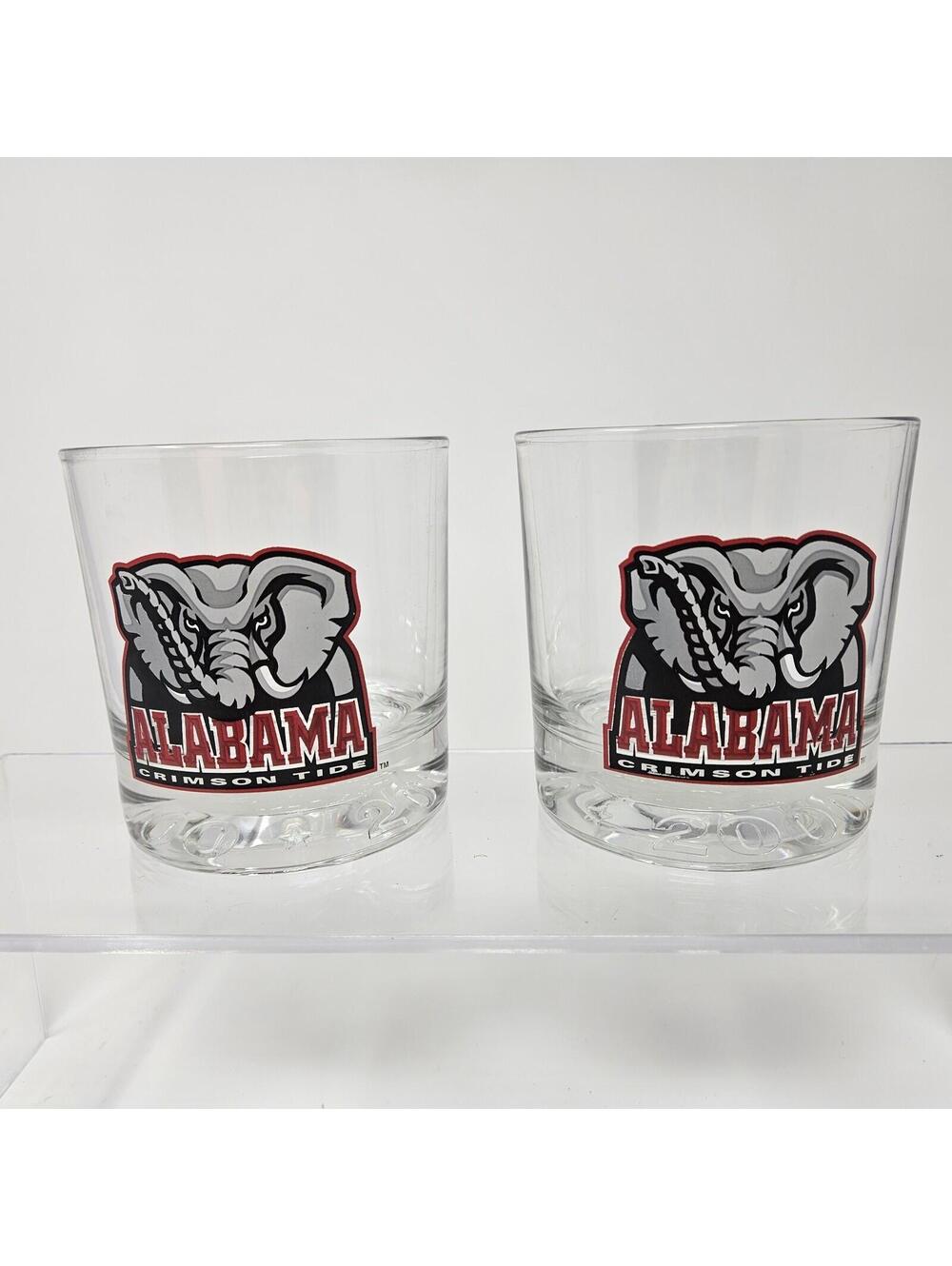 2 Alabama Crimson Tide 2000 Collectible Elephant Mascot On The Rocks Glasses